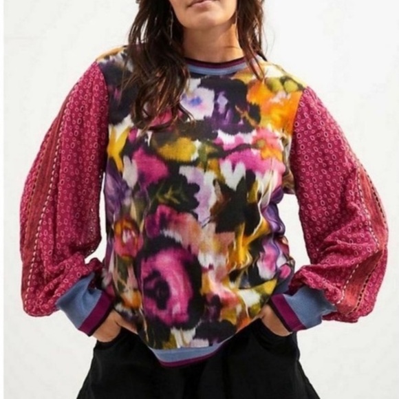Anthropologie Bl-nk Contrast Eyelet Pullover - Picture 1 of 8